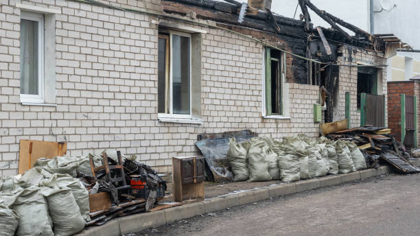Professional Fire Damage Restoration technician working in Mendota, MN